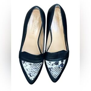 Avellini Pointy Black Loafers With Snake Insert Size 38